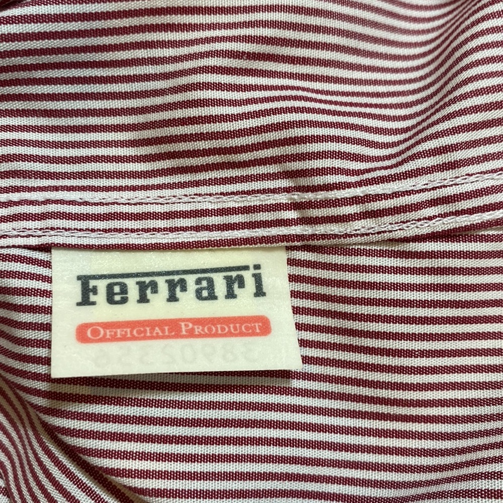 MENS Ferrari euro tailored Red pinstriped shirt with French cuffs. Size L - Picture 6 of 12